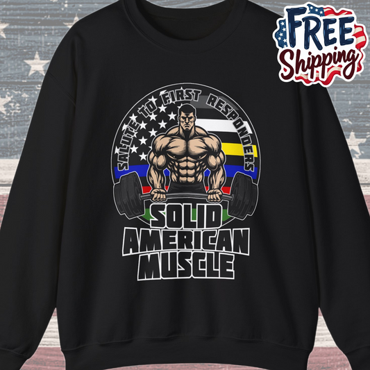 Solid American Muscle - Salute to First Responders - Logo T-Shirt