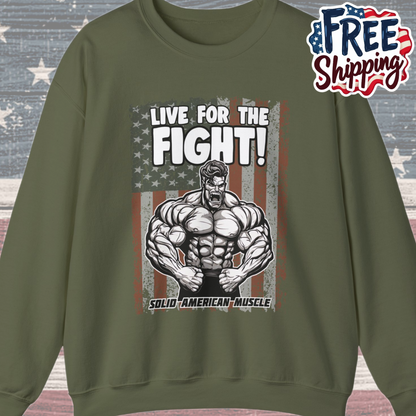Solid American Muscle - Live For The Fight - USA Flag Sweatshirt