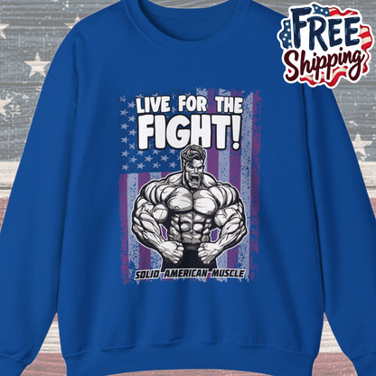 Solid American Muscle - Live For The Fight - USA Flag Sweatshirt