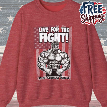 Solid American Muscle - Live For The Fight - USA Flag Sweatshirt
