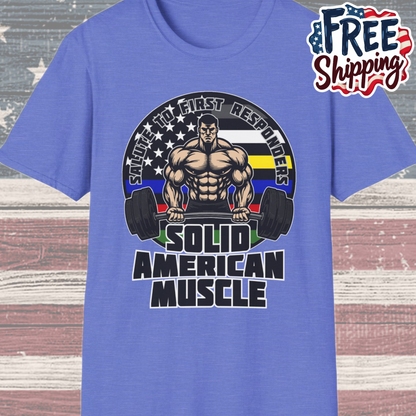 Solid American Muscle - Salute to First Responders - Logo T-Shirt