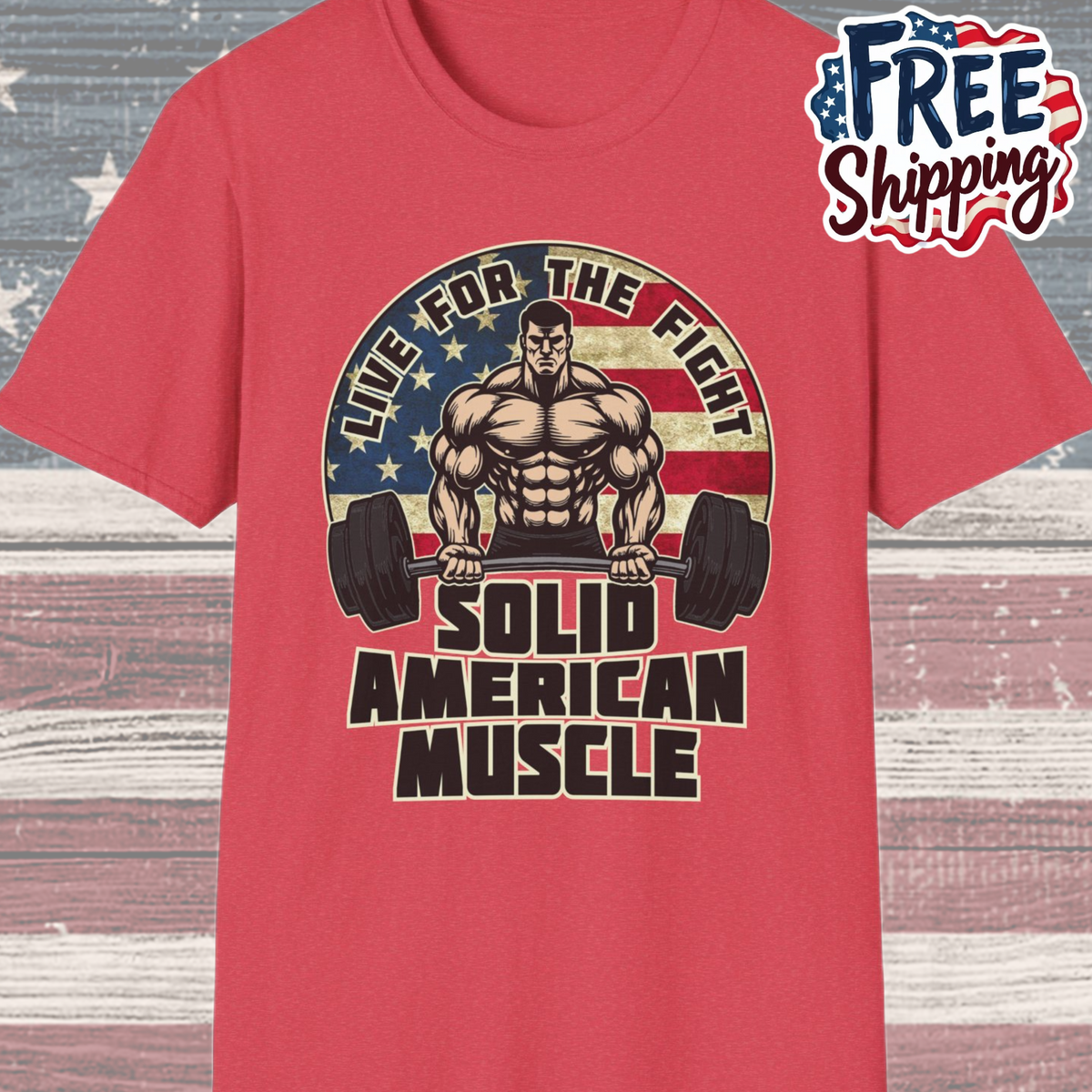 Solid American Muscle - Live for the Fight - Rustic Logo T-Shirt