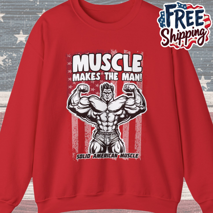 Solid American Muscle - Muscle Makes The Man - USA Flag Sweatshirt