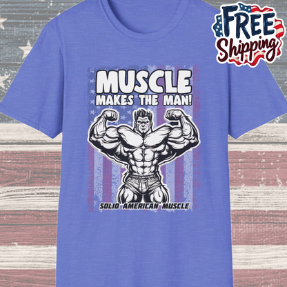 Solid American Muscle - Muscle Makes The Man - USA Flag T-Shirt