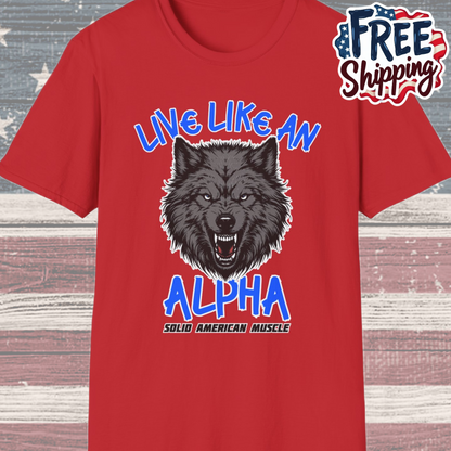 Solid American Muscle - Live Like an Alpha - Gray Wolf T-Shirt
