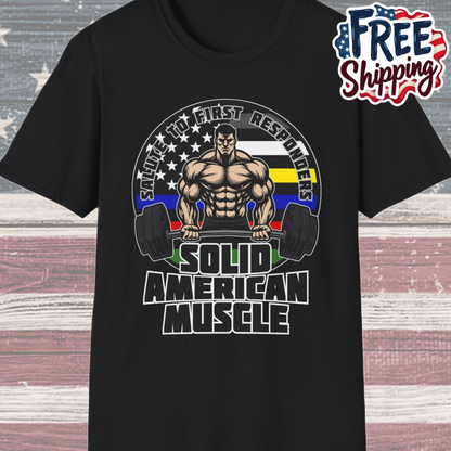 Solid American Muscle - Salute to First Responders - Logo T-Shirt