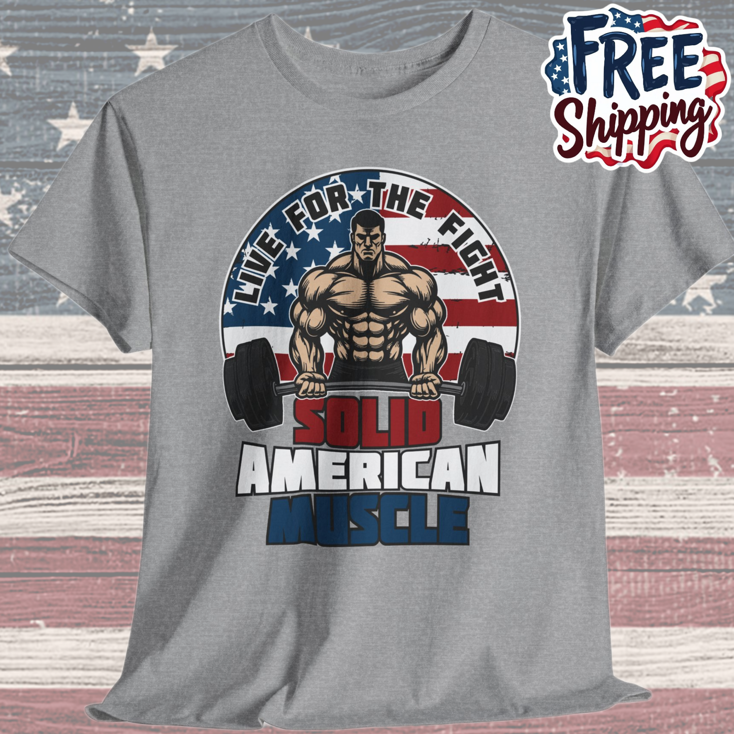 Solid American Muscle - Live for the Fight - Logo - Budget T-Shirt / Pump Cover