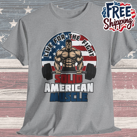 Solid American Muscle - Live for the Fight - Logo - Budget T-Shirt / Pump Cover