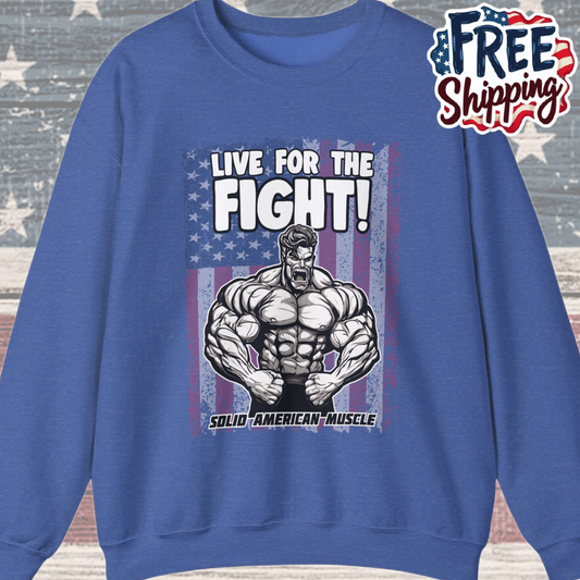 Solid American Muscle - Live For The Fight - USA Flag Sweatshirt